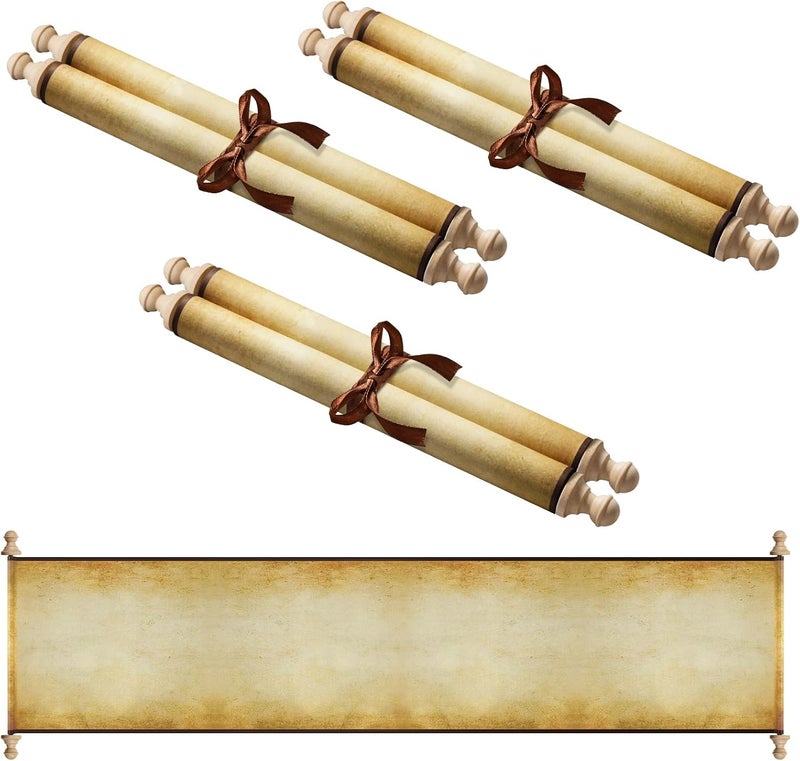 Makevivi 3 PCS Blank Scrolls Paper with Wood Rods, for Naughty or Nice List, Writing, Wedding Vows, Invitation, Love Letter, Cosplay Prop, Renaissance, 7.1 x 31.5 inches (style1) - Image 1